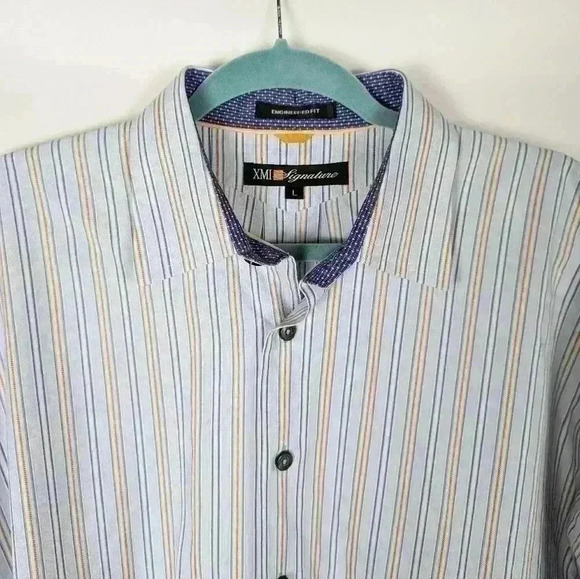 Men's Striped Engineered Fit XMI Signature Dress Shirt Size L - Picture 1 of 4
